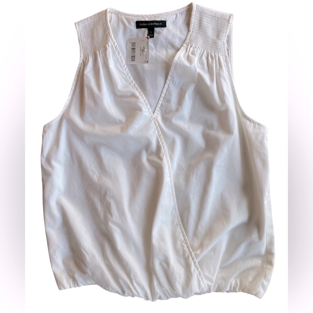 Banana Republic COTTON WRAP-EFFECT TANK NWT Size Small White